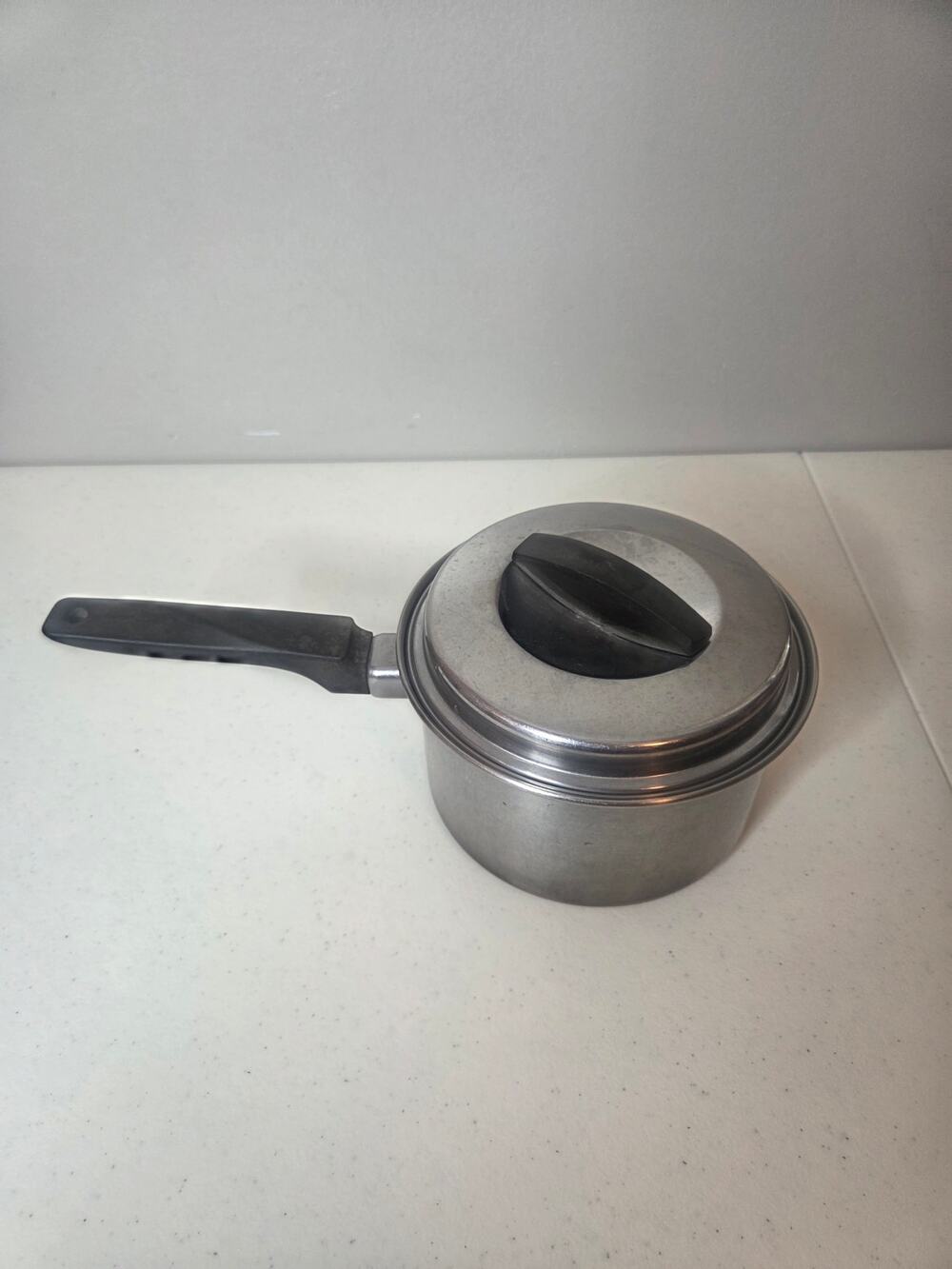 Flint Ware Stainless Steel 1 Quart Sauce Pan Pot With Lid Vtg Made In USA